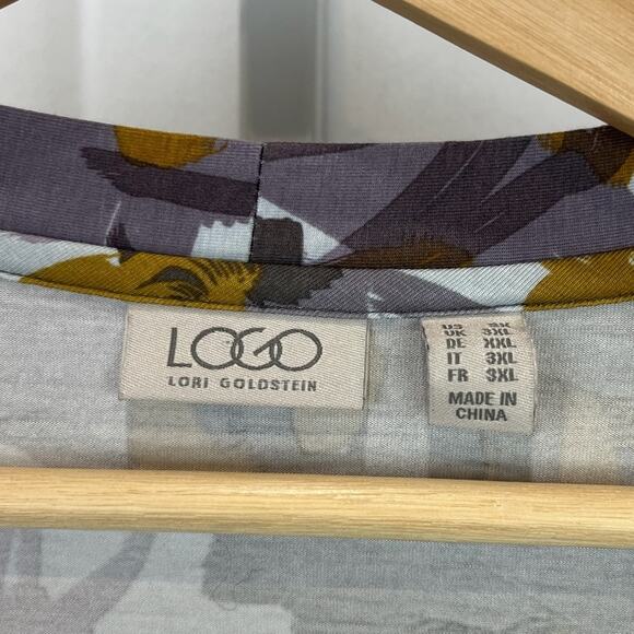 LOGO Lori Goldstein 2X Plus Printed Button Up Knit Cardigan Tunic Purple A309084 - Picture 3 of 9